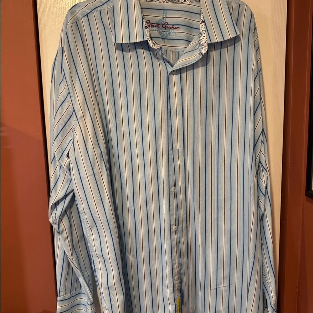 Robert Graham Light Blue Striped Dress Shirt